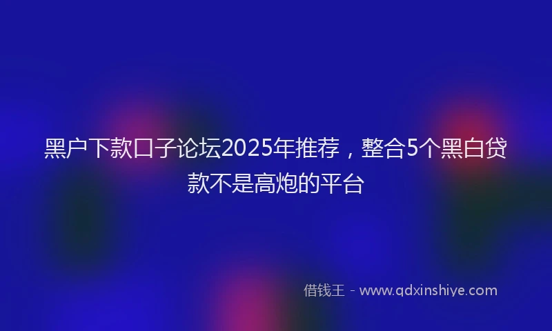 黑户下款口子论坛2025年推荐，整合5个黑白贷款不是高炮的平台