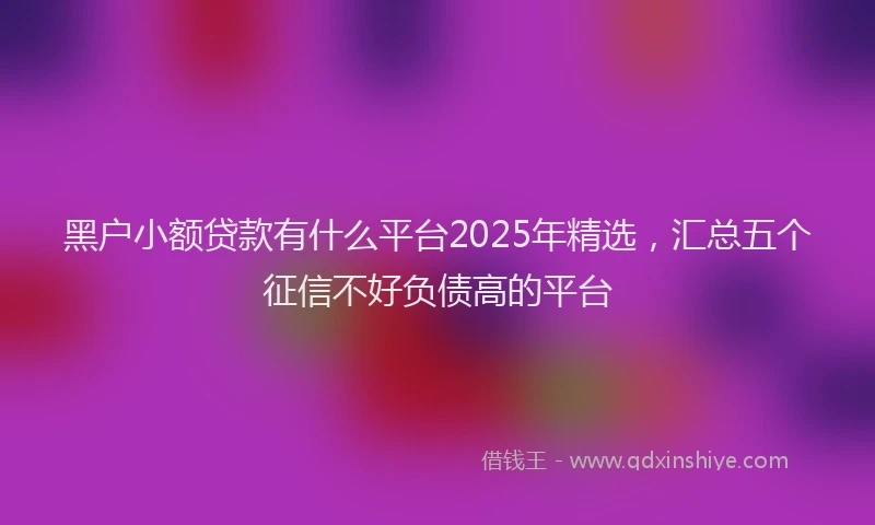 黑户小额贷款有什么平台2025年精选，汇总五个征信不好负债高的平台