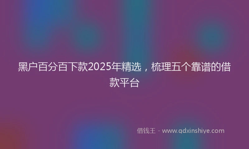 黑户百分百下款2025年精选，梳理五个靠谱的借款平台