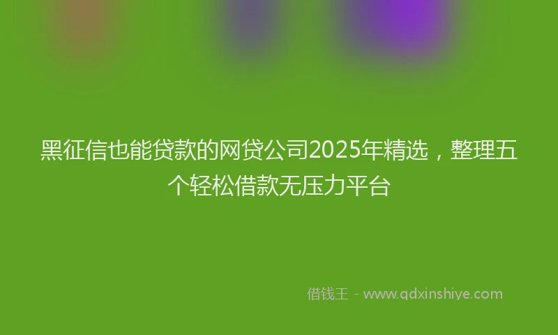 黑征信也能贷款的网贷公司2025年精选，整理五个轻松借款无压力平台