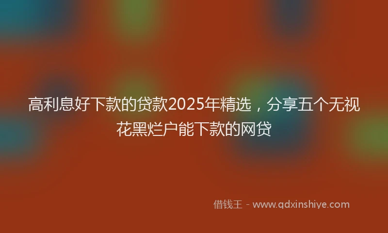 高利息好下款的贷款2025年精选，分享五个无视花黑烂户能下款的网贷