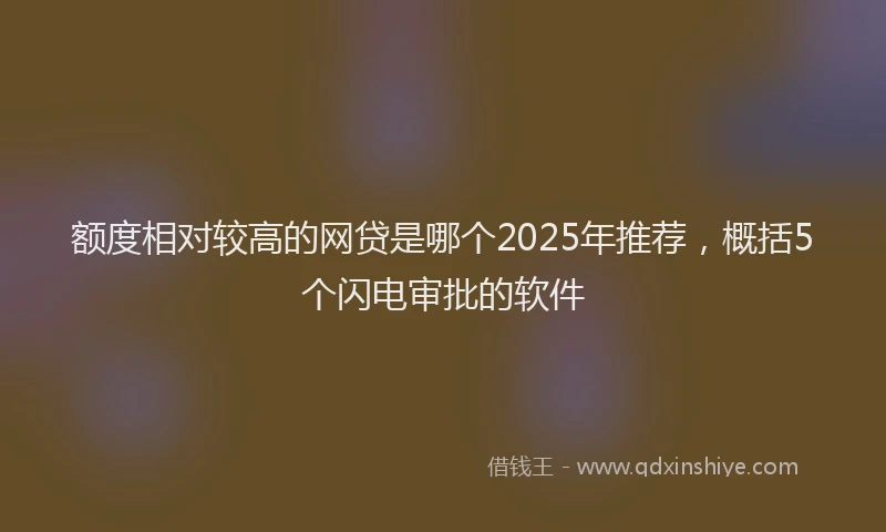 额度相对较高的网贷是哪个2025年推荐，概括5个闪电审批的软件