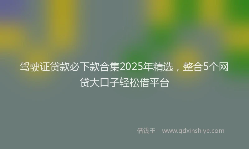 驾驶证贷款必下款合集2025年精选，整合5个网贷大口子轻松借平台