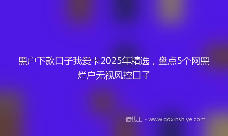 黑户下款口子我爱卡2025年精选，盘点5个网黑烂户无视风控口子