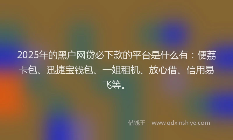 2025年的黑户网贷必下款的平台是什么有：便荔卡包、迅捷宝钱包、一姐租机、放心借、信用易飞等。