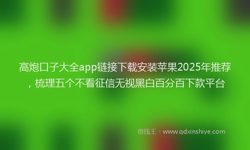 高炮口子大全app链接下载安装苹果2025年推荐，梳理五个不看征信无视黑白百分百下款平台