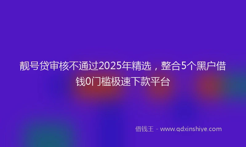 靓号贷审核不通过2025年精选，整合5个黑户借钱0门槛极速下款平台