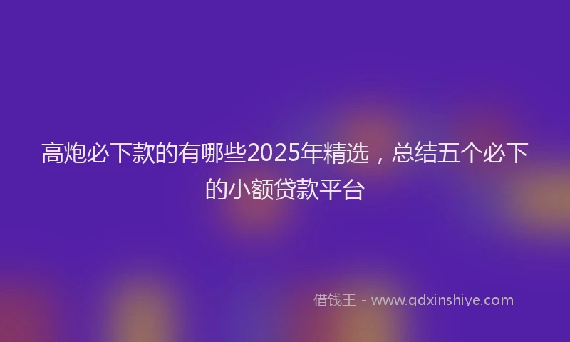 高炮必下款的有哪些2025年精选，总结五个必下的小额贷款平台