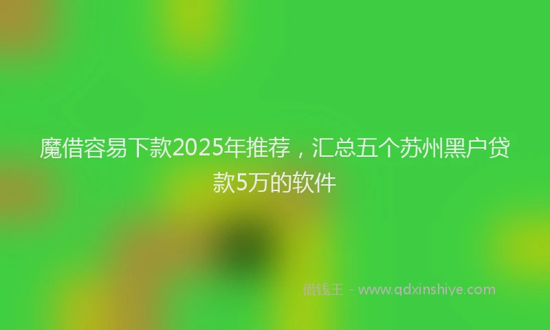 魔借容易下款2025年推荐，汇总五个苏州黑户贷款5万的软件