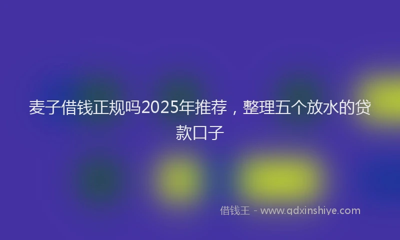 麦子借钱正规吗2025年推荐，整理五个放水的贷款口子