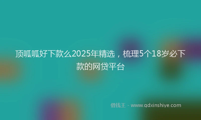 顶呱呱好下款么2025年精选，梳理5个18岁必下款的网贷平台