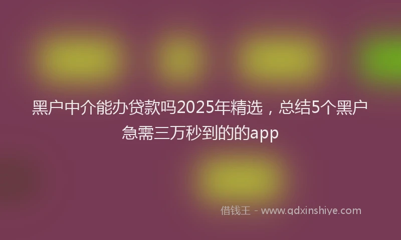 黑户中介能办贷款吗2025年精选，总结5个黑户急需三万秒到的的app