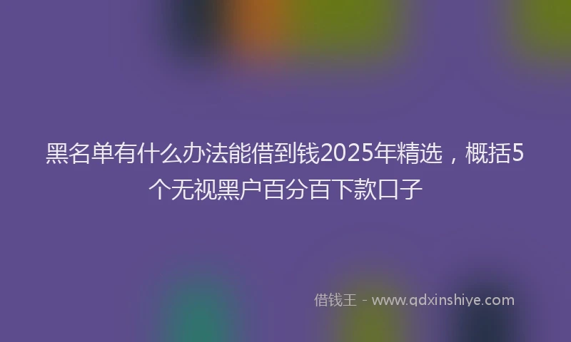 黑名单有什么办法能借到钱2025年精选，概括5个无视黑户百分百下款口子