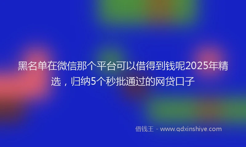 黑名单在微信那个平台可以借得到钱呢2025年精选，归纳5个秒批通过的网贷口子
