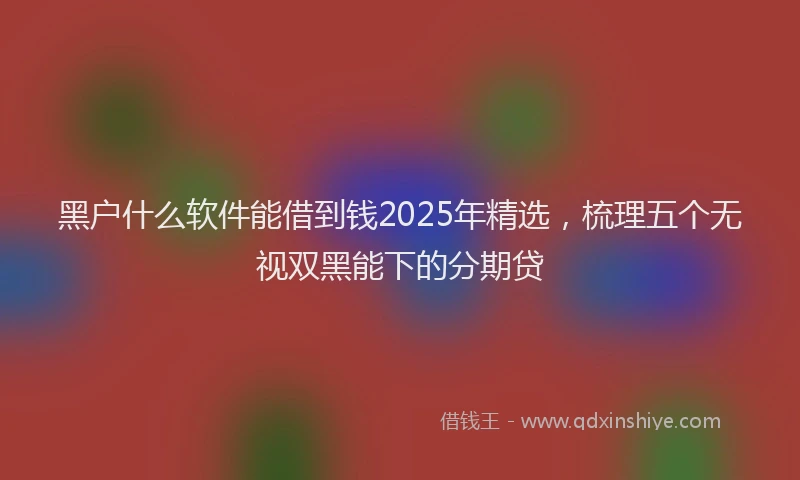 黑户什么软件能借到钱2025年精选，梳理五个无视双黑能下的分期贷