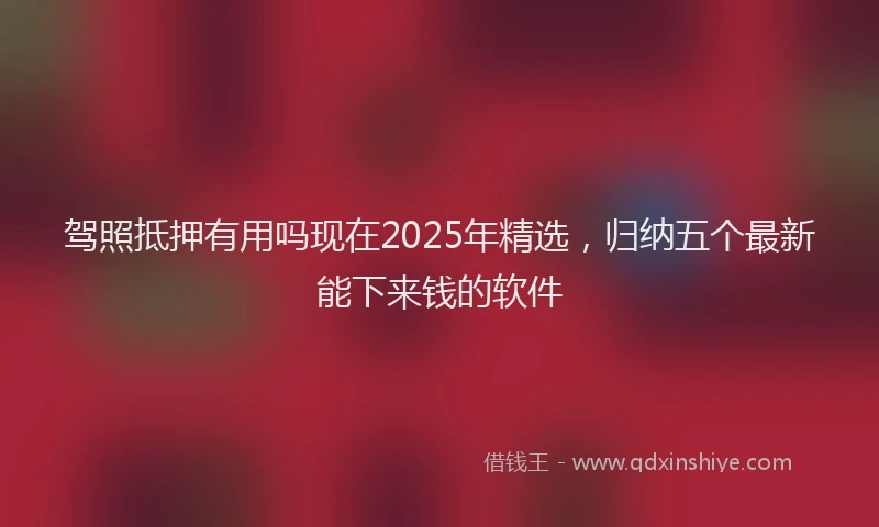 驾照抵押有用吗现在2025年精选，归纳五个最新能下来钱的软件