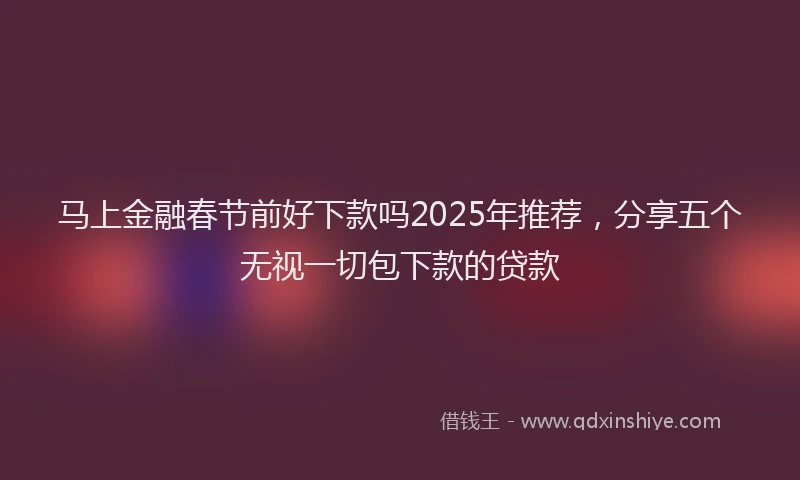 马上金融春节前好下款吗2025年推荐，分享五个无视一切包下款的贷款