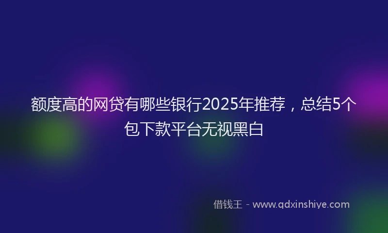 额度高的网贷有哪些银行2025年推荐，总结5个包下款平台无视黑白