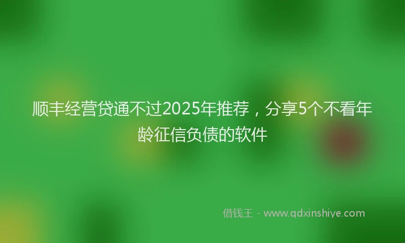 顺丰经营贷通不过2025年推荐，分享5个不看年龄征信负债的软件