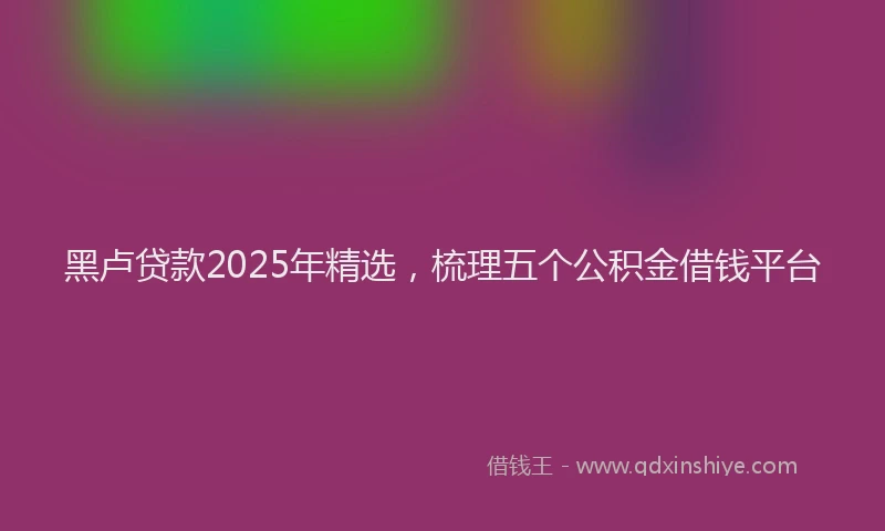 黑卢贷款2025年精选，梳理五个公积金借钱平台