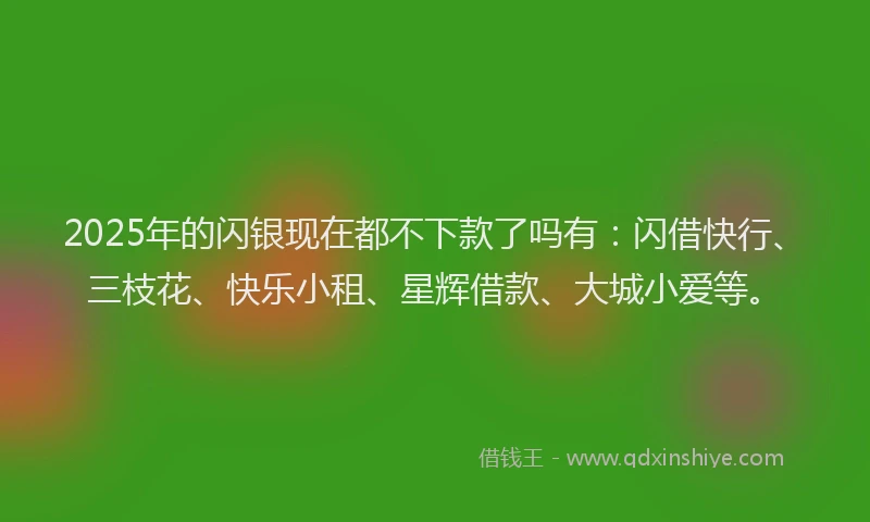 2025年的闪银现在都不下款了吗有：闪借快行、三枝花、快乐小租、星辉借款、大城小爱等。