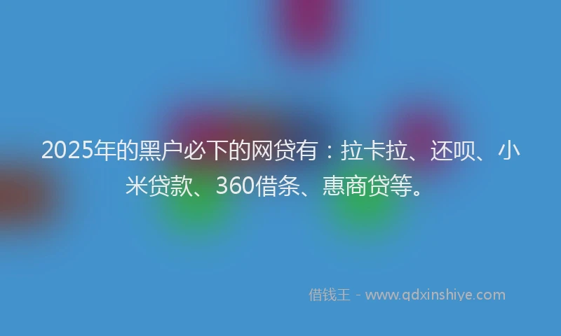 2025年的黑户必下的网贷有：拉卡拉、还呗、小米贷款、360借条、惠商贷等。