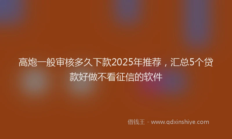 高炮一般审核多久下款2025年推荐，汇总5个贷款好做不看征信的软件