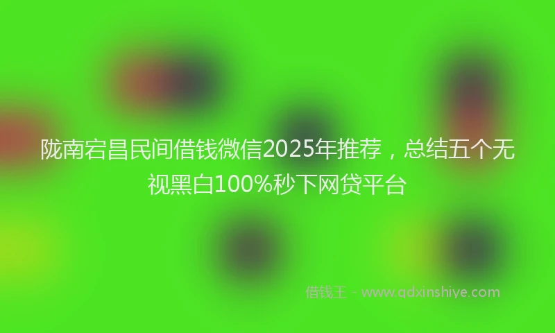 陇南宕昌民间借钱微信2025年推荐，总结五个无视黑白100%秒下网贷平台