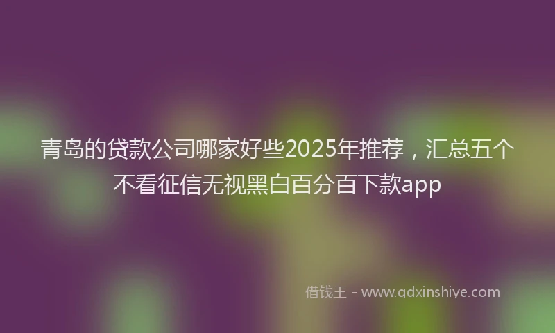 青岛的贷款公司哪家好些2025年推荐，汇总五个不看征信无视黑白百分百下款app