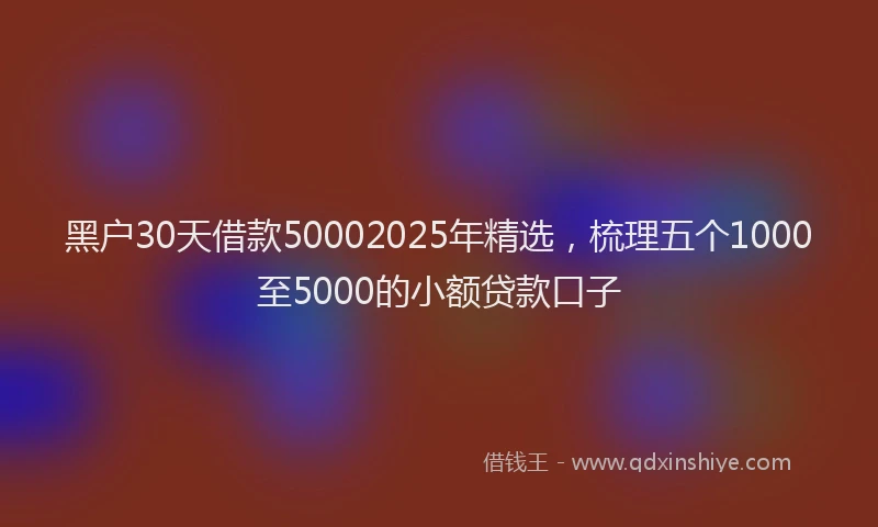 黑户30天借款50002025年精选，梳理五个1000至5000的小额贷款口子