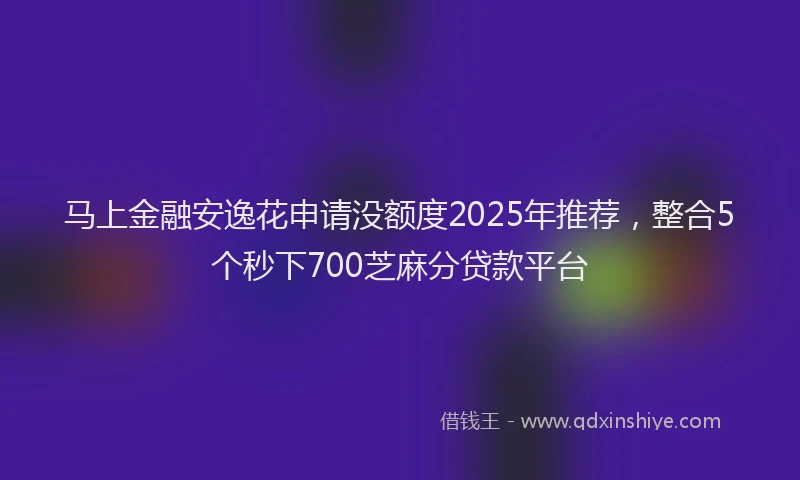 马上金融安逸花申请没额度2025年推荐，整合5个秒下700芝麻分贷款平台