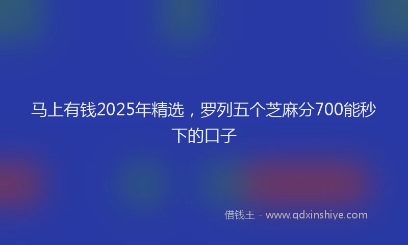 马上有钱2025年精选，罗列五个芝麻分700能秒下的口子