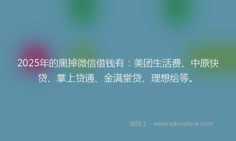 2025年的黑掉微信借钱有：美团生活费、中原快贷、掌上贷通、金满堂贷、理想给等。