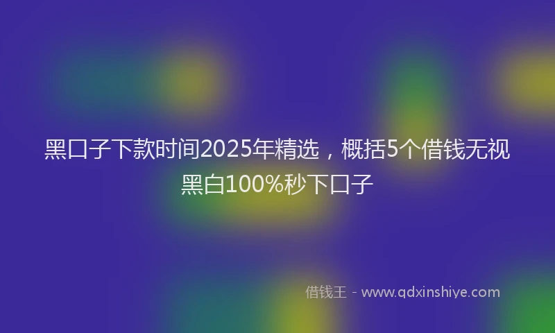 黑口子下款时间2025年精选，概括5个借钱无视黑白100%秒下口子