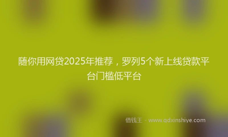 随你用网贷2025年推荐，罗列5个新上线贷款平台门槛低平台