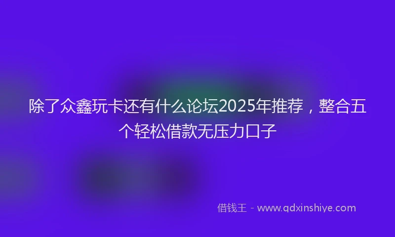 除了众鑫玩卡还有什么论坛2025年推荐，整合五个轻松借款无压力口子
