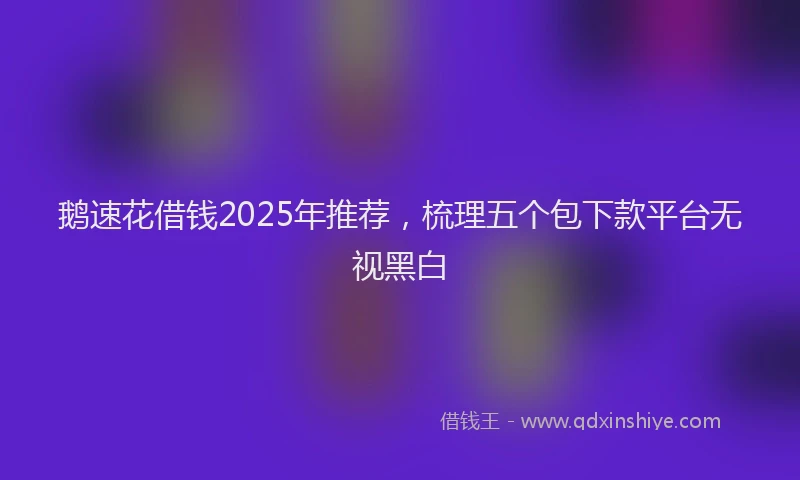 鹅速花借钱2025年推荐，梳理五个包下款平台无视黑白