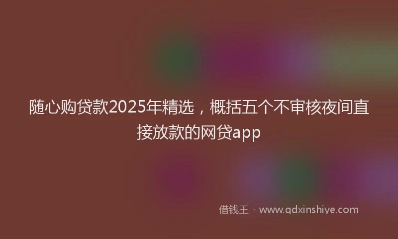 随心购贷款2025年精选，概括五个不审核夜间直接放款的网贷app