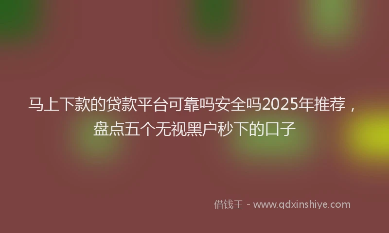 马上下款的贷款平台可靠吗安全吗2025年推荐，盘点五个无视黑户秒下的口子