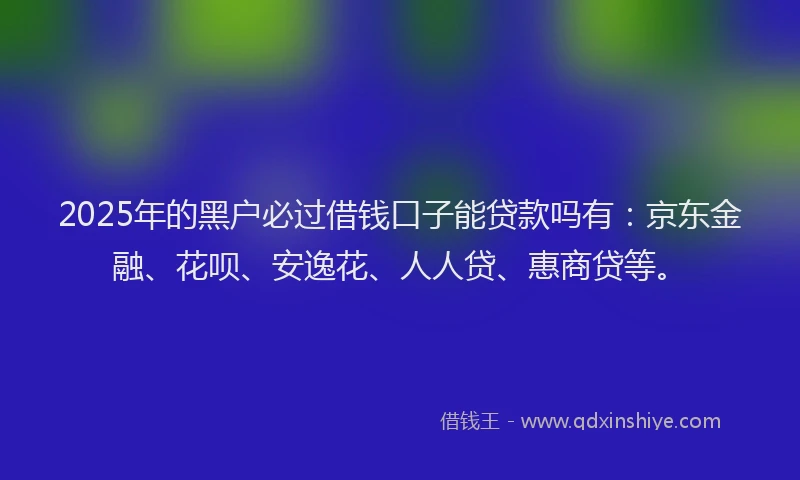 2025年的黑户必过借钱口子能贷款吗有：京东金融、花呗、安逸花、人人贷、惠商贷等。