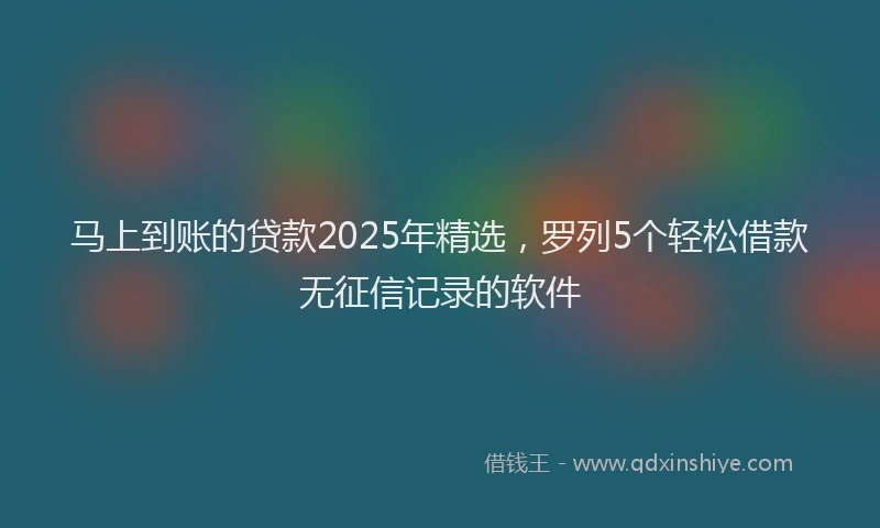 马上到账的贷款2025年精选，罗列5个轻松借款无征信记录的软件