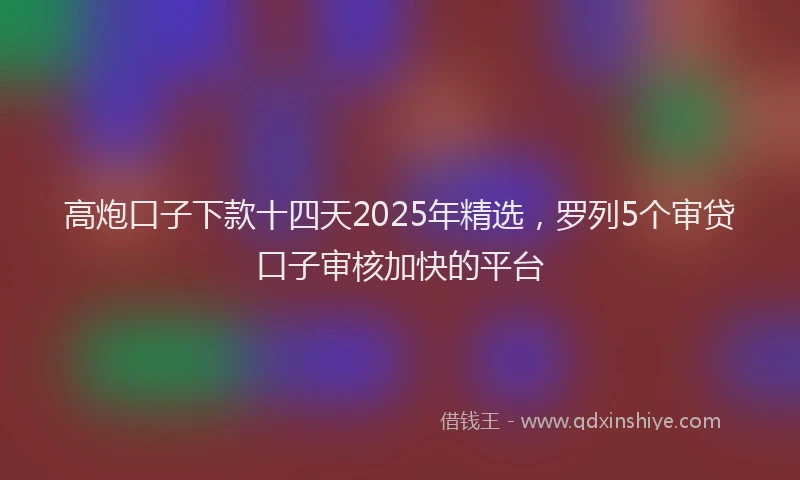 高炮口子下款十四天2025年精选，罗列5个审贷口子审核加快的平台