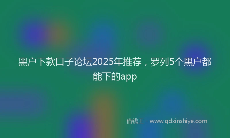 黑户下款口子论坛2025年推荐，罗列5个黑户都能下的app