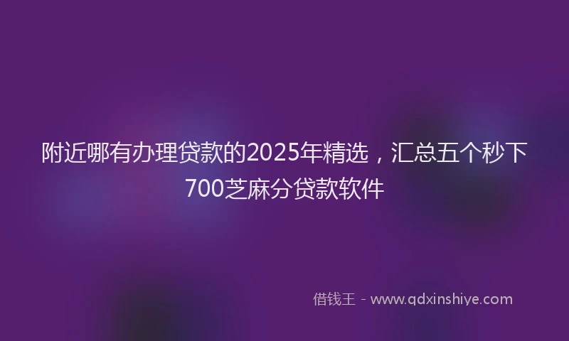 附近哪有办理贷款的2025年精选，汇总五个秒下700芝麻分贷款软件