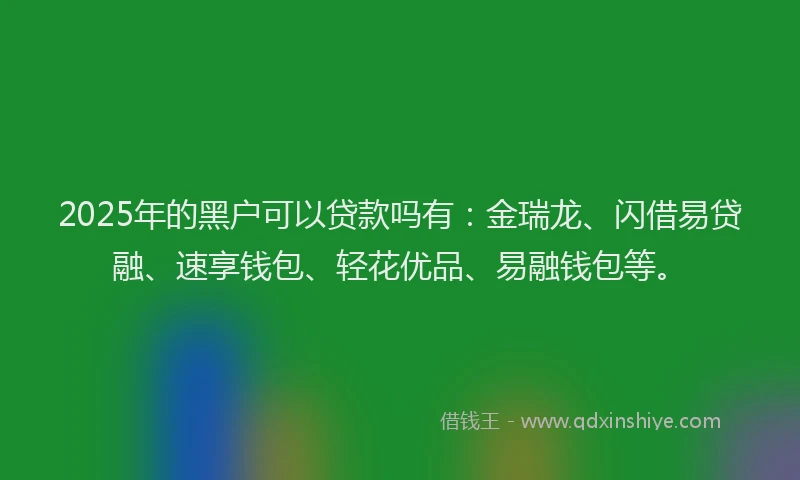 2025年的黑户可以贷款吗有：金瑞龙、闪借易贷融、速享钱包、轻花优品、易融钱包等。