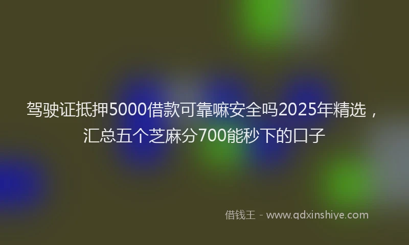驾驶证抵押5000借款可靠嘛安全吗2025年精选，汇总五个芝麻分700能秒下的口子