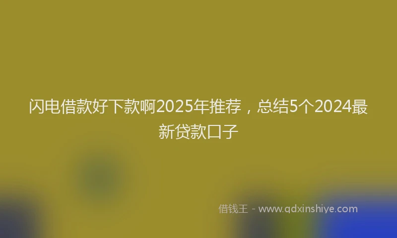 闪电借款好下款啊2025年推荐，总结5个2024最新贷款口子