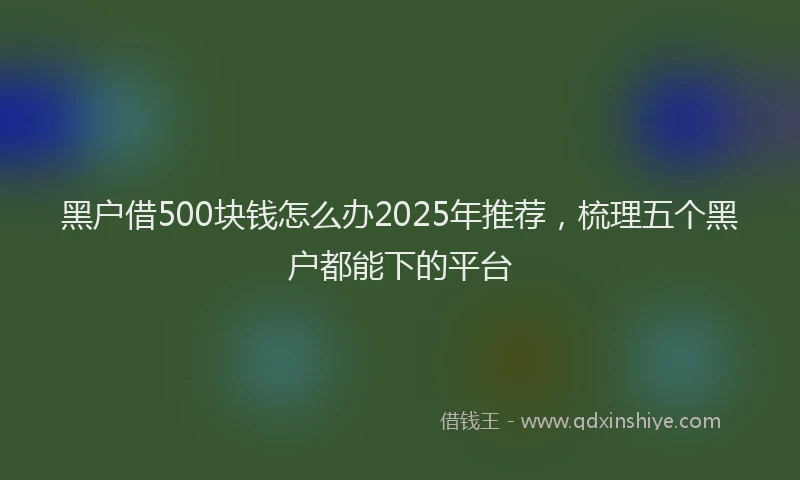 黑户借500块钱怎么办2025年推荐，梳理五个黑户都能下的平台