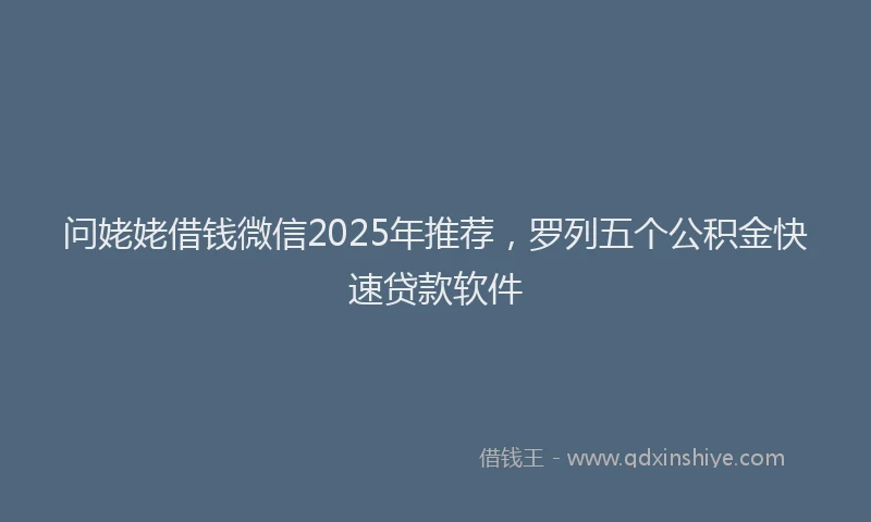 问姥姥借钱微信2025年推荐，罗列五个公积金快速贷款软件