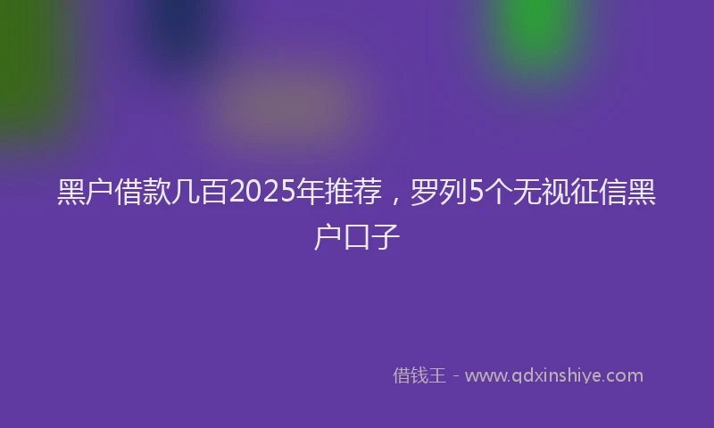 黑户借款几百2025年推荐，罗列5个无视征信黑户口子